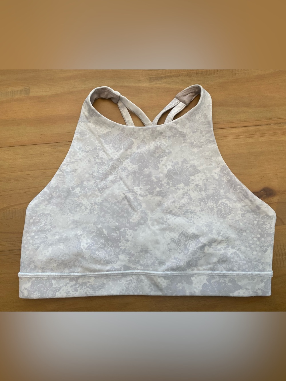 lululemon athletica Light Floral High Neck Sports Bra - Cream & Light Gray